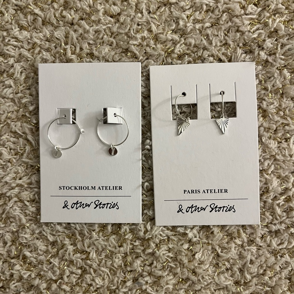 set of 2 & other stories silver hoop earrings